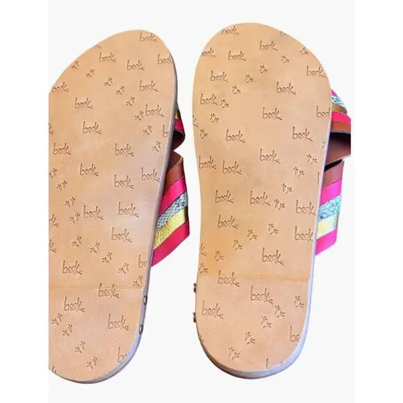 Beek Palila Slide Sandals Sz 6 | Anthropologie Leather Crisscross Flats Handmade - Picture 6 of 7